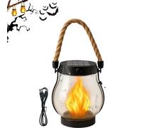 Kaliqo Solar Lantern Outdoor Lights,Waterproof Dancing Flame Solar Lantern Outdoor Lights，Hemp Rope Hanging Flame Lanterns for Garden Yard Decorations,Patio, and Camping-A