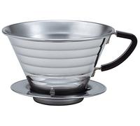 Kalita Gotero de acero inoxidable de 16 a 26 onzas, diseño de onda patentado, cafetera portátil, fabricada en Japón, tamaño más grande (185), acero inoxidable pulido