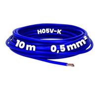 Kalitec 10 metros H05V-K 0,5 mm² azul ultramarino Cable de cableado I Cable cable flexible I PVC Individual I Cable Cable de 0,5 mm2 I Cableado de líneas finas, cable de un solo alambre