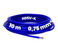 Kalitec 10 metros H05V-K 0,75 mm² azul ultramarino Cable de cableado I Cable cable flexible I PVC Cable individual I Cable de 0,75 mm2 I Cableado hostil I Cable de un solo cable I Cable de conmutación