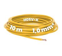 Kalitec 10 metros H05V-K 1 mm² amarillo cable flexible I PVC cable individual I cable 1 mm2 I cableado hostil I cable de un solo cable I alambre de conmutación