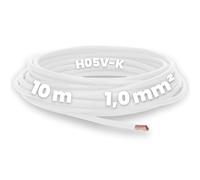 Kalitec 10 metros H05V-K 1 mm² blanco cable flexible I PVC cable individual I cable 1 mm2 I cableado hostil I cable de un solo cable I alambre de conmutación ignífugo