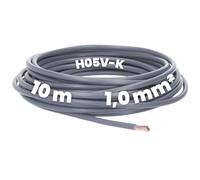 Kalitec 10 metros H05V-K 1 mm² gris cable flexible I PVC cable individual I cable 1 mm2 I cableado hostil I cable de un solo cable I alambre de conmutación ignífugo