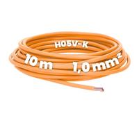 Kalitec 10 metros H05V-K 1 mm² naranja cable flexible I PVC cable individual I cable 1 mm2 I cableado hostil I cable de un solo cable I alambre de conmutación