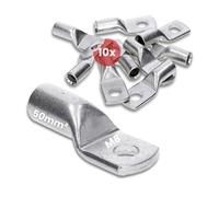 Kalitec 10x Terminales de Cable de Tubo 50 mm² M8, Cobre Estañado DIN EN | Conectores de compresión para crimpadora, resistentes a la corrosión para instalaciones solares, automotriz y eléctrica.