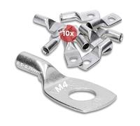 Kalitec 10x Terminales de Cable Tubular 0,5-0,75 mm², M4 Cobre Galvanizado | Conectores de compresión para crimpadora, calidad industrial DIN EN 13600, ideales para sistemas solares y automoción