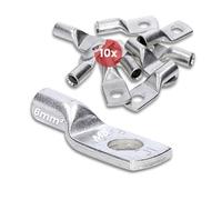 Kalitec 10x Terminales de Cable Tubular 6 mm² M6 - Conector Crimpado Cobre | Terminal de compresión DIN EN 13600 para automoción, sistemas solares e industria. Ojal galvanizado de alta pureza.