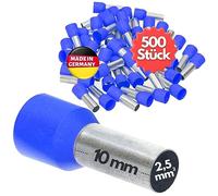 Kalitec 500x Casquillos Aislados 2,5 mm2 - Terminales de Cable 10 mm Azul