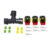 Kalitec KALI-0100 Set Distribuidor en T Superseal de 2 Pines - Negro | Incluye carcasa hembra impermeable y juntas de cable para coche o moto, compatible con secciones de 0,75 mm2 a 1,5 mm2
