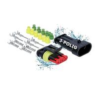 Kalitec KALI-1003 AMP Superseal-set 3-polig I automobielstekker 1,50 mm² I waterdicht IP67 I oliebestendige snelkoppeling van glasvezelversterkt polyamide voor auto, motorfiets