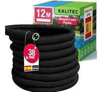 Kalitec Manguera de piscina 38mm 12m negro - Manguera flexible & desmontable - Tubo para bomba, Skimmer & filtro de arena - Tubo de bomba 38 mm Diámetro interior