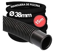 Kalitec Manguera flexible de piscina de 38 mm, color negro, 15 m