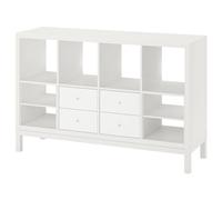 KALLAX Estantería con bastidor inferior, con 4 cajones/con 2 inserciones de estante blanco, 147 x 94 cm