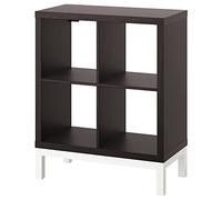 KALLAX Estantería con bastidor inferior, negro-marrón/blanco, 77 x 94 cm