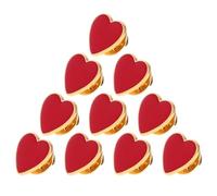 KALLORY 10 Broches Decorativos en Forma de Corazón Rojos de Aleación de Zinc, Ligeros y Elegantes para Ropa, Bufandas y Vestidos en Bodas y San Valentín
