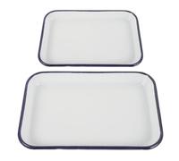 KALLORY 2 Bandejas Rectangulares de Esmalte para Horno Multifuncionales, Antiadherentes y Resistentes al Calor, Fáciles de Limpiar para Cocina y Asado