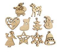 KALLORY 200 Piezas de Chip de Madera Navideña Beige Técnica de Corte Superior y Forma Creativa para Decoración Colgante en Cumpleaños y Manualidades Varios Estilos
