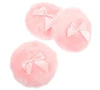 KALLORY 3 Piezas Borla para Polvos Corporales Rosa de Felpa Lazo de Seda, Agradable y Cómoda para Aplicar Polvo de en Casa o Salón, Forma Simple y Pequeña