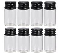 KALLORY Alta Transparencia de Vidrio Cristal Juego de 12 Botellas de 7 Ml Tapa de Aluminio y Rosca y Buen Sellado para Almacenamiento Seguro Hogar