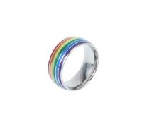 KALLORY Anillo para Hombre de Acero Inoxidable con Diseño de Arcoíris, Superficie Lisa y Cómodo para Usar en Fiestas de Baile y Eventos de Orgullo