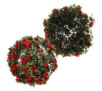 KALLORY Bola de Flores Artificiales Realista Roja, Ligera Plástico, Esfera Colgante Adecuada para Adornos en Exteriores y Centros Comerciales