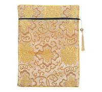 KALLORY Bolsa para Libro de Oraciones con Cremallera, Tamaño Grande, Tela Suave Color Amarillo Claro con Estampado Floral, Organizador para Biblia y Artículos Religiosos, Funda Decorativa