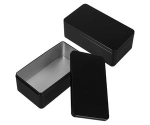 KALLORY Caja de Almacenamiento de Hojalata Negra con Cierre Hermético y Gran Capacidad para Té, Dulces o Dinero, Diseño Elegante y Uso Prolongado, Paquete de 2 Piezas