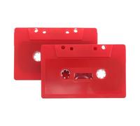 KALLORY Caja de Almacenamiento para Casetes de Plástico Rojo, Diseño Vintage Versátil para Ambientación de Fiesta y Cintas de Casete Caseras, Pack de 2 Piezas
