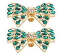 KALLORY Clips Joya para Zapatos de Mujer Lazo y Pedrería, Hebillas Desmontables para Decoración en Bodas y Fiestas