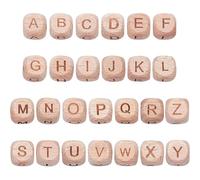 KALLORY Cuentas de Madera de Haya Beige para Hacer Joyas Diy, 26 Piezas Ligeras y Multifuncionales Letras Decorativas para Pulseras y Manualidades