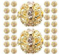 KALLORY Cuentas Kit Sencillo y Elegante de Metal Dorado Superficie Lisa Espaciadoras 100 para Hacer Pulseras y Colgantes de Teléfono Móvil para Bricolaje
