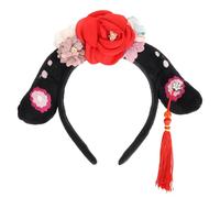 KALLORY Diadema China para Mujer y Niñas Estilo Dinastía Qing, Accesorio de Tejido Rojo para Peluca Cómodo para Cosplay en Fiestas Temáticas y Carnavales