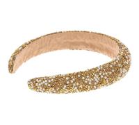 KALLORY Diadema de Perlas para Mujer, Banda Cabello Ancha de Algodón y Plástico, Dorado, Mantiene el Pelo en Su Lugar, Cómoda para Lavarse la Cara y Uso Diario