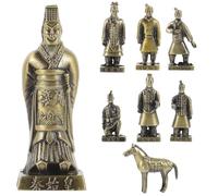 KALLORY Estatuas Decorativas de Guerreros de Terracota en Aleación, Colección Portátil y Ligera para Escritorio o Estantería Diseño Retro y Vintage