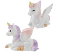 KALLORY Figuras de Unicornio en Resina 2piezas, Adornos Ligeros y Fáciles de Decorar para Cupcakes, Ideales para Decoración de Cumpleaños y Manualidades Divertidas