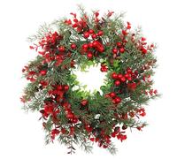 KALLORY Guirnalda de Navidad Creativa de Plástico Rojo para Decoración de Puertas y Paredes Ambiente Festivo Navideño Especial