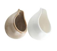 KALLORY Jarra de Leche de Cerámica Multiusos Estilo Japonés Diseño Boquilla Vertedora, Paquete de 2 Unidades para Restaurantes y Bares