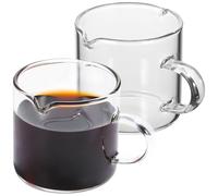 KALLORY Juego de 2 Tazas de Café de Vidrio Transparente 120ml Diseño de Borde Redondeado y Material Resistente No Fácilmente Quebrable para Bebidas Calientes