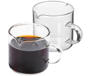 KALLORY Juego de 2 Tazas de Café de Vidrio Transparente 120ml Diseño de Borde Redondeado y Material Resistente No Fácilmente Quebrable para Bebidas Calientes