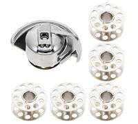 KALLORY Juego de Bobinas para Máquina de Coser Doméstica Antigua, Portabobinas de Acero Inoxidable, 1 Bobina Caja, 1 Lanzadera y 5 Canillas para Accesorios de Costura