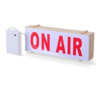 KALLORY Letrero LED On Air Marco de Madera Natural y Letras Rojas, Luz Nocturna para Decoración de Estudio y Oficina, Lámpara Indicadora Resistente y Duradera