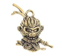 KALLORY Llavero de Latón Figura de Rey Mono para Manualidades, Amuleto de Buena Suerte Versátil Adecuado para Llaveros y Joyería