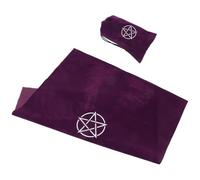KALLORY Mantel de Tarot para Juegos y Rituales Mágicos, Accesorio de Mantel de Astrología, Diseño Pentagonal Morado, Tela Suave, Tamaño 50X50 CM, Paño para Cartas de Tarot, 1 Unidad