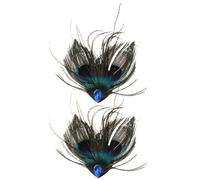 KALLORY Pinzas Cabello de Plumas de Pavo Real 2piezas, Accesorio Ligero y Portátil Diseño Retro para Bodas y Fiestas, Adecuado para Mujeres y Niñas