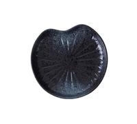 KALLORY Plato de Cerámica Negro Diseño de Hoja de Loto, Bandeja para Aperitivos y Postres, Resistente al Horno y Congelador, Adecuado para Restaurante y Comidas Diarias