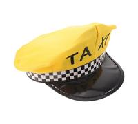 KALLORY Sombrero y Fácil de Identificar de Conductor de Taxi Vintage con Ala Ancha de Poliéster Amarillo Transpirable para Hombre y Mujer para Fiestas Temáticas y Halloween