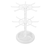 KALLORY Soporte de Joyas Giratorio de Plástico Blanco con Diseño de 2 Niveles, Organizador de Pendientes y Pulseras que Ahorra Espacio, Adecuado para Exhibición en Tiendas y Habitaciones