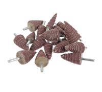 KALLORY Surtido de 20 Ruedas Abrasivas de Papel de Lija Cónicas Vástago, 4 Tamaños (16, 20, 25, 30 Mm), Ruedas de Aletas Giratorias para Lijado y Pulido en Metal, Madera y Plástico, Kit