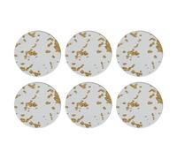 Kalokairi Elegant - Juego de 6 posavasos acrílicos de lámina dorada, antideslizantes y lavables, redondos de 9,5 cm, transparentes con lámina dorada