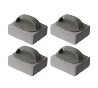 Kalokairi Juego de 4 ladrillos ergonómicos para limpieza de parrilla, piedra pómez natural, resistente a arañazos, mango resistente al calor, barbacoa, estantes y azulejos, limpiador ecológico